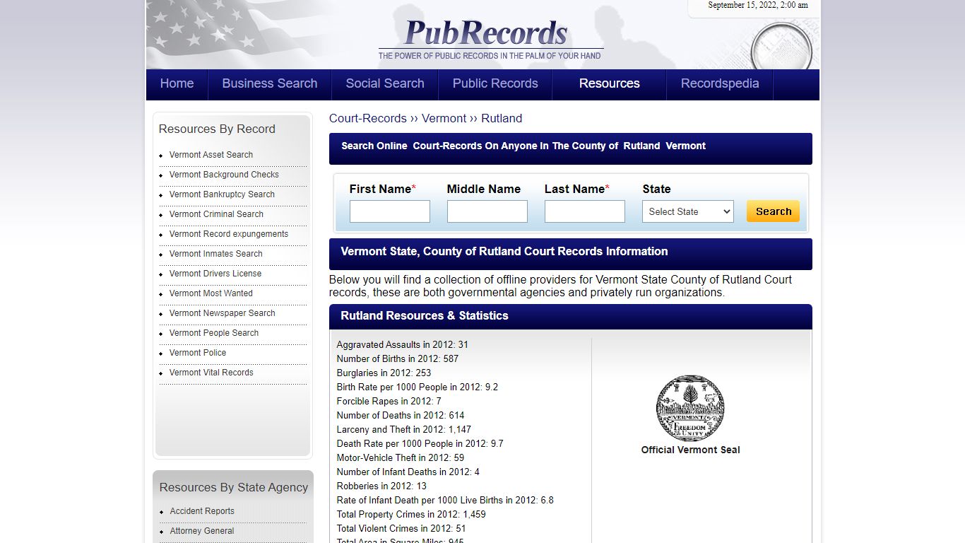 Rutland County, Vermont Court Records - Pubrecords.com